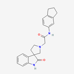 N-(2,3-dihydro-1H-inden-5-yl)-2-(2-oxospiro[1H-indole-3,3'-pyrrolidine]-1'-yl)acetamide