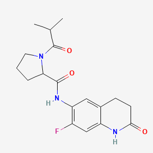 N-(7-fluoro-2-oxo-3,4-dihydro-1H-quinolin-6-yl)-1-(2-methylpropanoyl)pyrrolidine-2-carboxamide