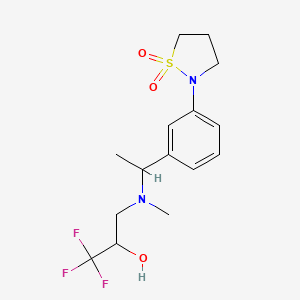 3-[1-[3-(1,1-Dioxo-1,2-thiazolidin-2-yl)phenyl]ethyl-methylamino]-1,1,1-trifluoropropan-2-ol