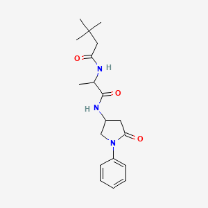 3,3-dimethyl-N-[1-oxo-1-[(5-oxo-1-phenylpyrrolidin-3-yl)amino]propan-2-yl]butanamide