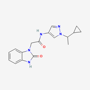 N-[1-(1-cyclopropylethyl)pyrazol-4-yl]-2-(2-oxo-3H-benzimidazol-1-yl)acetamide