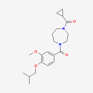 molecular formula C21H30N2O4 B7203651 Cyclopropyl-[4-[3-methoxy-4-(2-methylpropoxy)benzoyl]-1,4-diazepan-1-yl]methanone 