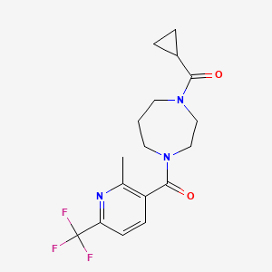 molecular formula C17H20F3N3O2 B7203685 Cyclopropyl-[4-[2-methyl-6-(trifluoromethyl)pyridine-3-carbonyl]-1,4-diazepan-1-yl]methanone 