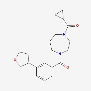 molecular formula C20H26N2O3 B7203700 Cyclopropyl-[4-[3-(oxolan-3-yl)benzoyl]-1,4-diazepan-1-yl]methanone 