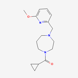 molecular formula C16H23N3O2 B7204003 Cyclopropyl-[4-[(6-methoxypyridin-2-yl)methyl]-1,4-diazepan-1-yl]methanone 