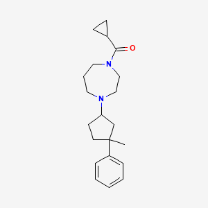 molecular formula C21H30N2O B7204551 Cyclopropyl-[4-(3-methyl-3-phenylcyclopentyl)-1,4-diazepan-1-yl]methanone 