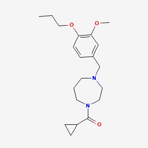 molecular formula C20H30N2O3 B7204564 Cyclopropyl-[4-[(3-methoxy-4-propoxyphenyl)methyl]-1,4-diazepan-1-yl]methanone 