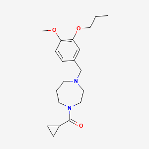 molecular formula C20H30N2O3 B7204568 Cyclopropyl-[4-[(4-methoxy-3-propoxyphenyl)methyl]-1,4-diazepan-1-yl]methanone 