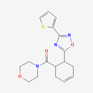 molecular formula C17H19N3O3S B7204632 Morpholin-4-yl-[6-(3-thiophen-2-yl-1,2,4-oxadiazol-5-yl)cyclohex-3-en-1-yl]methanone 