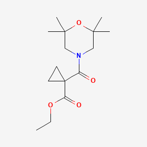 molecular formula C15H25NO4 B7205448 Ethyl 1-(2,2,6,6-tetramethylmorpholine-4-carbonyl)cyclopropane-1-carboxylate 