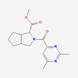 molecular formula C16H21N3O3 B7205891 methyl 2-(2,6-dimethylpyrimidine-4-carbonyl)-3,3a,4,5,6,6a-hexahydro-1H-cyclopenta[c]pyrrole-3-carboxylate 