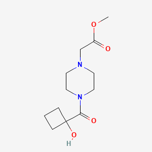 molecular formula C12H20N2O4 B7208180 Methyl 2-[4-(1-hydroxycyclobutanecarbonyl)piperazin-1-yl]acetate 