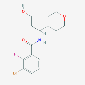 3-bromo-2-fluoro-N-[3-hydroxy-1-(oxan-4-yl)propyl]benzamide