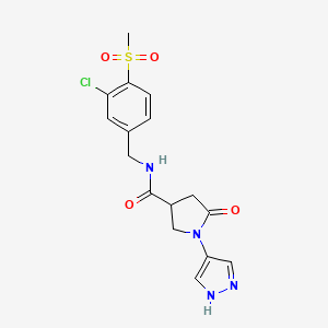 N-[(3-chloro-4-methylsulfonylphenyl)methyl]-5-oxo-1-(1H-pyrazol-4-yl)pyrrolidine-3-carboxamide