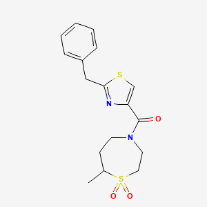 (2-Benzyl-1,3-thiazol-4-yl)-(7-methyl-1,1-dioxo-1,4-thiazepan-4-yl)methanone