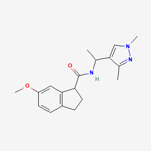 N-[1-(1,3-dimethylpyrazol-4-yl)ethyl]-6-methoxy-2,3-dihydro-1H-indene-1-carboxamide