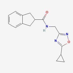 N-[(5-cyclopropyl-1,2,4-oxadiazol-3-yl)methyl]-2,3-dihydro-1H-indene-2-carboxamide