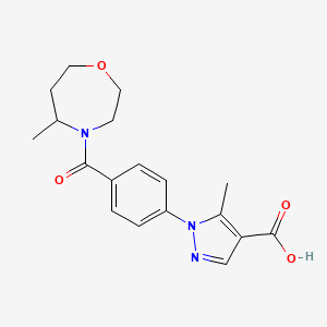 5-Methyl-1-[4-(5-methyl-1,4-oxazepane-4-carbonyl)phenyl]pyrazole-4-carboxylic acid