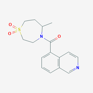 molecular formula C16H18N2O3S B7210266 Isoquinolin-5-yl-(5-methyl-1,1-dioxo-1,4-thiazepan-4-yl)methanone 