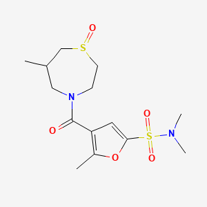 N,N,5-trimethyl-4-(6-methyl-1-oxo-1,4-thiazepane-4-carbonyl)furan-2-sulfonamide