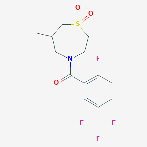 [2-Fluoro-5-(trifluoromethyl)phenyl]-(6-methyl-1,1-dioxo-1,4-thiazepan-4-yl)methanone