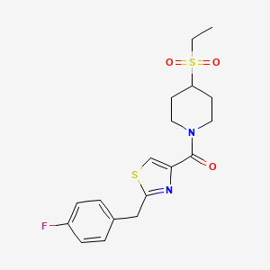 (4-Ethylsulfonylpiperidin-1-yl)-[2-[(4-fluorophenyl)methyl]-1,3-thiazol-4-yl]methanone