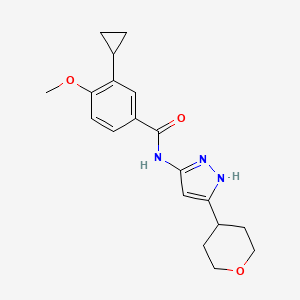 3-cyclopropyl-4-methoxy-N-[5-(oxan-4-yl)-1H-pyrazol-3-yl]benzamide