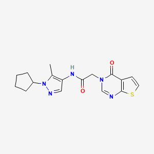 N-(1-cyclopentyl-5-methylpyrazol-4-yl)-2-(4-oxothieno[2,3-d]pyrimidin-3-yl)acetamide