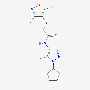 3-(5-chloro-3-methyl-1,2-oxazol-4-yl)-N-(1-cyclopentyl-5-methylpyrazol-4-yl)propanamide