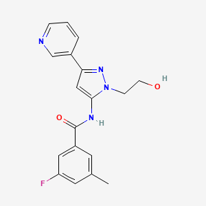 3-fluoro-N-[2-(2-hydroxyethyl)-5-pyridin-3-ylpyrazol-3-yl]-5-methylbenzamide