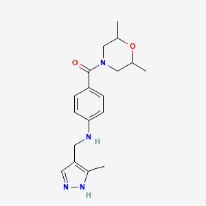 (2,6-dimethylmorpholin-4-yl)-[4-[(5-methyl-1H-pyrazol-4-yl)methylamino]phenyl]methanone