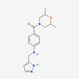 (2,6-dimethylmorpholin-4-yl)-[4-(1H-pyrazol-5-ylmethylamino)phenyl]methanone