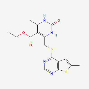 ethyl 4-methyl-6-[(6-methylthieno[2,3-d]pyrimidin-4-yl)sulfanylmethyl]-2-oxo-3,4-dihydro-1H-pyrimidine-5-carboxylate