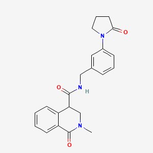 2-methyl-1-oxo-N-[[3-(2-oxopyrrolidin-1-yl)phenyl]methyl]-3,4-dihydroisoquinoline-4-carboxamide