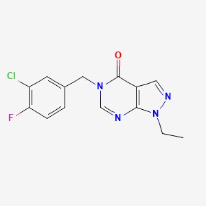 5-[(3-Chloro-4-fluorophenyl)methyl]-1-ethylpyrazolo[3,4-d]pyrimidin-4-one