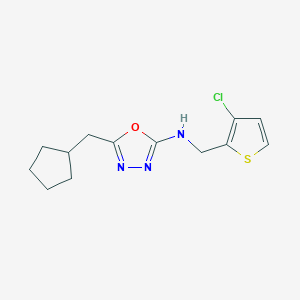 N-[(3-chlorothiophen-2-yl)methyl]-5-(cyclopentylmethyl)-1,3,4-oxadiazol-2-amine