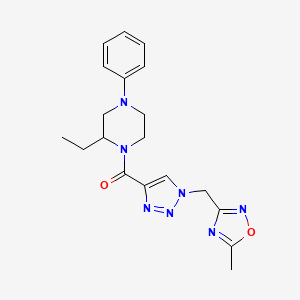 (2-Ethyl-4-phenylpiperazin-1-yl)-[1-[(5-methyl-1,2,4-oxadiazol-3-yl)methyl]triazol-4-yl]methanone