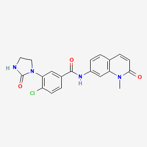 4-chloro-N-(1-methyl-2-oxoquinolin-7-yl)-3-(2-oxoimidazolidin-1-yl)benzamide