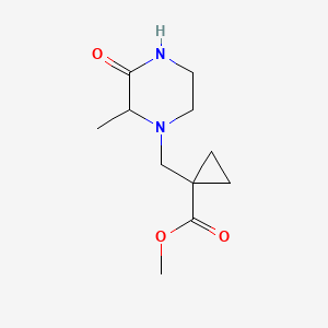 molecular formula C11H18N2O3 B7215937 Methyl 1-[(2-methyl-3-oxopiperazin-1-yl)methyl]cyclopropane-1-carboxylate 