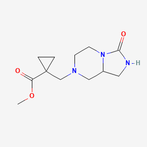 molecular formula C12H19N3O3 B7215968 Methyl 1-[(3-oxo-1,2,5,6,8,8a-hexahydroimidazo[1,5-a]pyrazin-7-yl)methyl]cyclopropane-1-carboxylate 