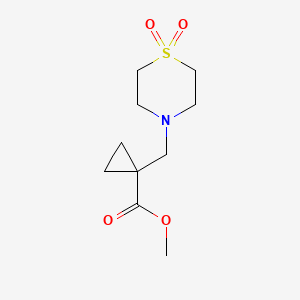 molecular formula C10H17NO4S B7215981 Methyl 1-[(1,1-dioxo-1,4-thiazinan-4-yl)methyl]cyclopropane-1-carboxylate 