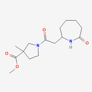 molecular formula C15H24N2O4 B7220222 Methyl 3-methyl-1-[2-(7-oxoazepan-2-yl)acetyl]pyrrolidine-3-carboxylate 