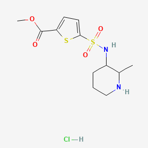 molecular formula C12H19ClN2O4S2 B7220953 Methyl 5-[(2-methylpiperidin-3-yl)sulfamoyl]thiophene-2-carboxylate;hydrochloride 