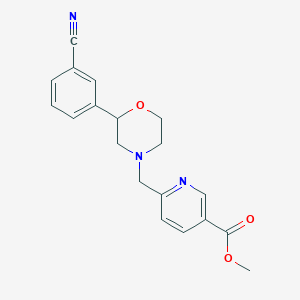 molecular formula C19H19N3O3 B7225414 Methyl 6-[[2-(3-cyanophenyl)morpholin-4-yl]methyl]pyridine-3-carboxylate 