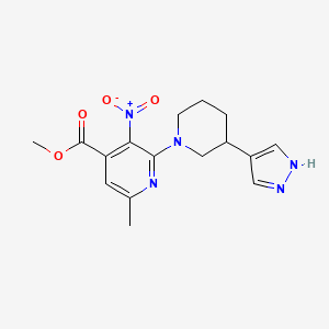 molecular formula C16H19N5O4 B7226366 methyl 6-methyl-3-nitro-2-[3-(1H-pyrazol-4-yl)piperidin-1-yl]pyridine-4-carboxylate 