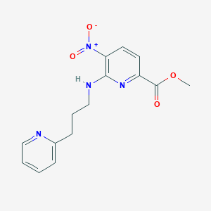 molecular formula C15H16N4O4 B7226549 Methyl 5-nitro-6-(3-pyridin-2-ylpropylamino)pyridine-2-carboxylate 