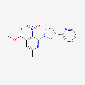 molecular formula C17H18N4O4 B7226770 Methyl 6-methyl-3-nitro-2-(3-pyridin-2-ylpyrrolidin-1-yl)pyridine-4-carboxylate 