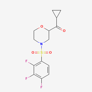 molecular formula C14H14F3NO4S B7227132 Cyclopropyl-[4-(2,3,4-trifluorophenyl)sulfonylmorpholin-2-yl]methanone 