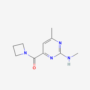 molecular formula C10H14N4O B7227442 Azetidin-1-yl-[6-methyl-2-(methylamino)pyrimidin-4-yl]methanone 