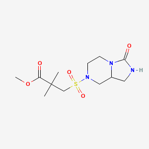 molecular formula C12H21N3O5S B7228400 Methyl 2,2-dimethyl-3-[(3-oxo-1,2,5,6,8,8a-hexahydroimidazo[1,5-a]pyrazin-7-yl)sulfonyl]propanoate 